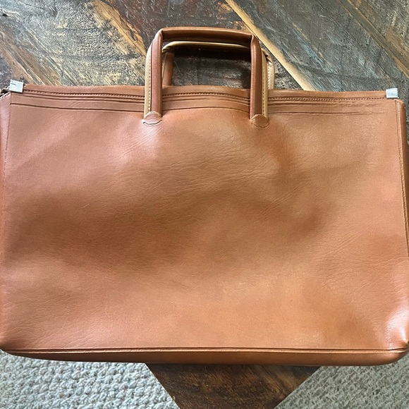 Vintage Brown Camel Leather Document Bag Briefcase Laptop bag - Picture 6 of 7